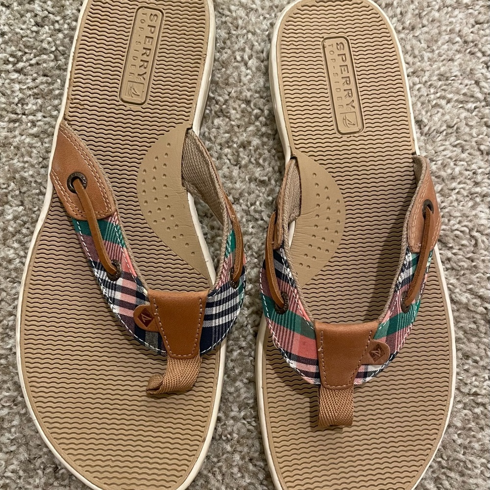Sperry Plaid Flip Flops- sz:9